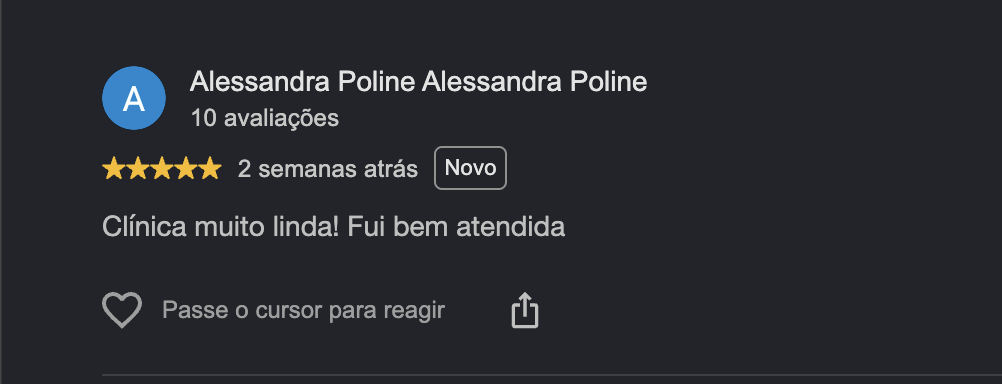 Print da avaliação de Alessandra Poline no Google sobre a Visucare