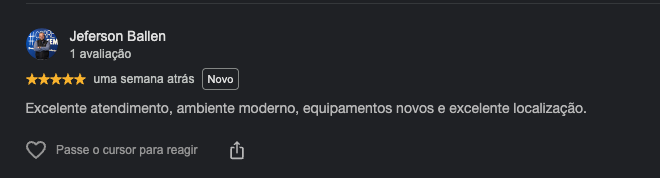Print da avaliação de Jeferson Ballen no Google sobre a Visucare